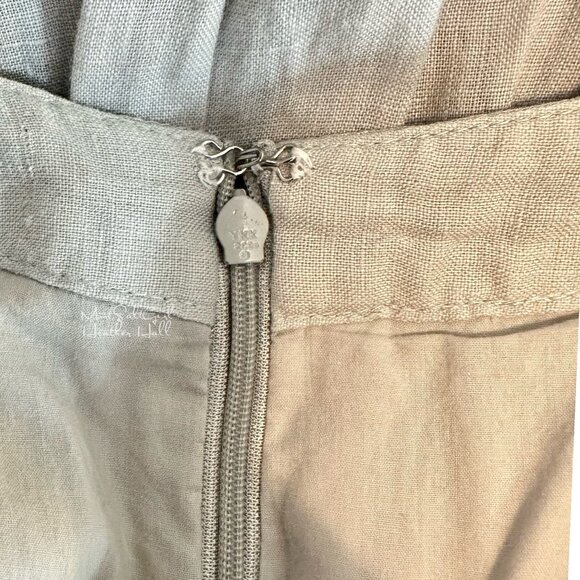 Gray Pleated Midi Skirt 100% Linen with Back Zipper Closure Size 28 - Picture 5 of 7